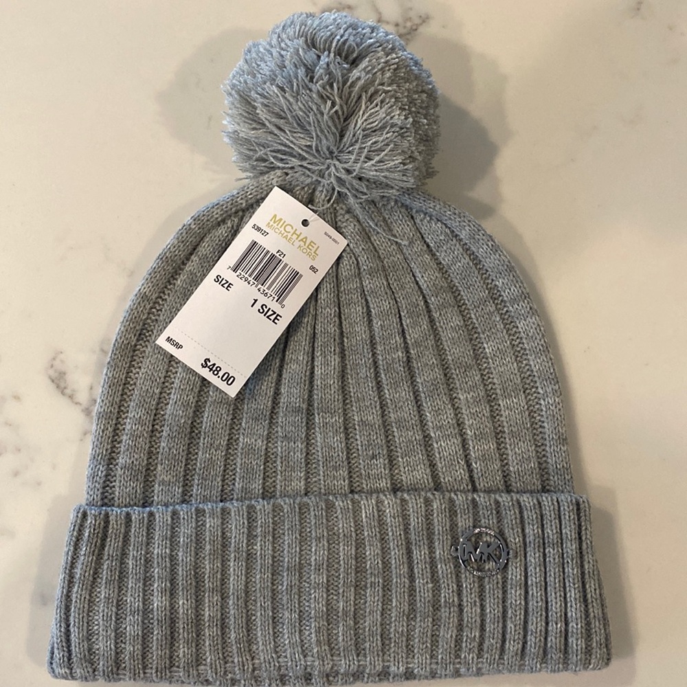 Michael Kors new with tags grey Pom beanie